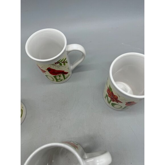 Set Of 4 Noel Cardinal Christmas Mugs royal norfolk coffee coco cup white READ - Picture 7 of 10